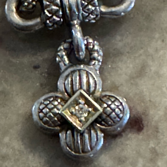 Judith Ripka Clover Sterling Silver and Gold Pendant Necklace 17" - Picture 2 of 7